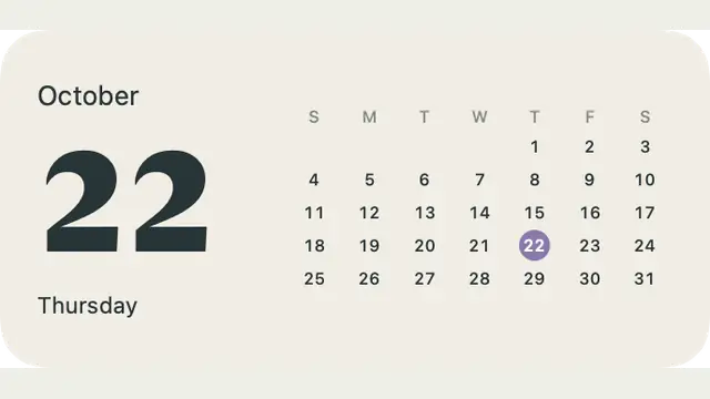 Quiet Month — widget preview with demo data