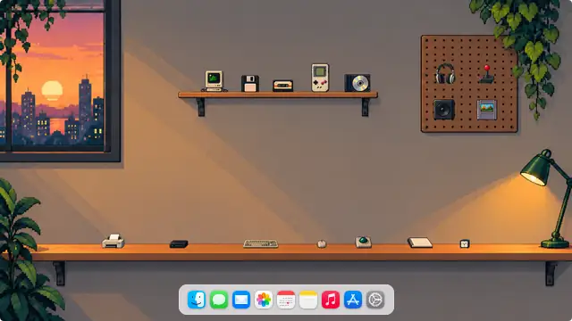 Pixel Yesteryear — wallpaper, icons and Dock preview