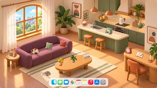 Sunlit Apartment — wallpaper, icons and Dock preview