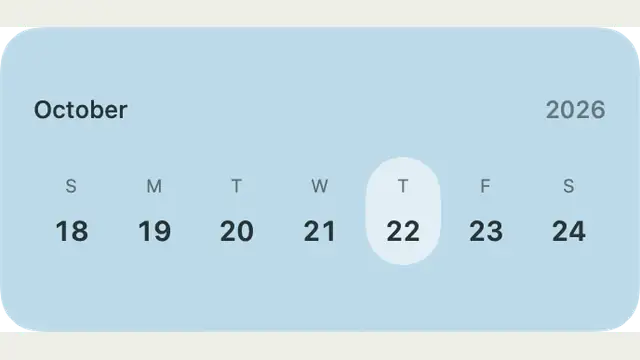 Between Days — widget preview with demo data