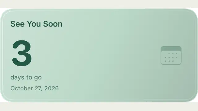 See You Soon — widget preview with demo data