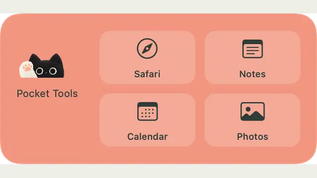 Pocket Tools — widget preview with demo data