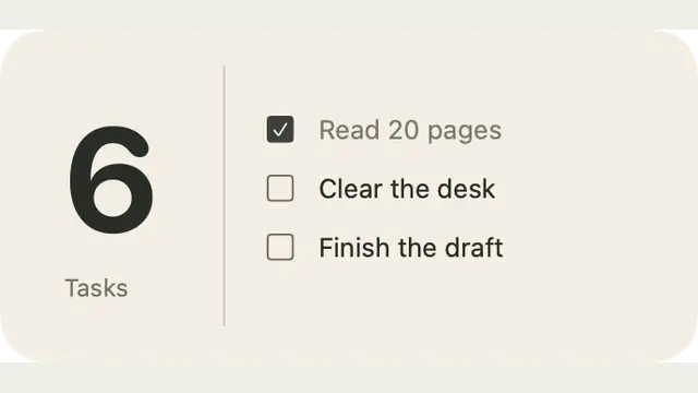 Today’s Three — widget preview with demo data