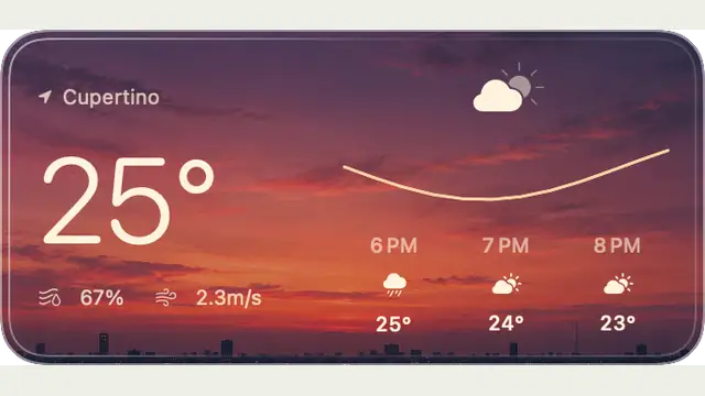 Dusk Weather — widget preview with demo data