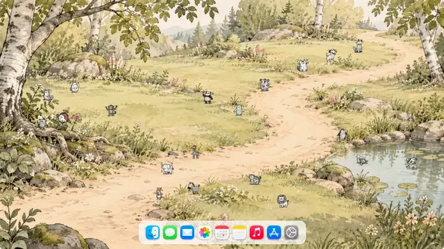 Cartoon Doodle Zoo — wallpaper, icons and Dock preview
